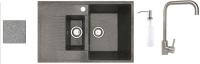 Кухонная мойка БелЭворс Forma R + смеситель W4998-4 + дозатор L405-1 (серый)
