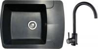 Кухонная мойка БелЭворс Flexi L + смеситель W4998-3-22 (черный)