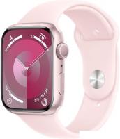 Умные часы Apple Watch Series 9 45 мм (алюминиевый корпус, розовый/розовый, спортивный силиконовый р