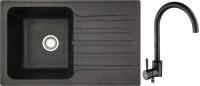 Кухонная мойка БелЭворс Styl L + смеситель W4998-3-22 (черный)