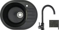 Кухонная мойка БелЭворс New Lux L + смеситель W4998-3-22 (черный)