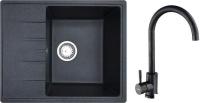 Кухонная мойка БелЭворс Mila R + смеситель W4998-3-22 (черный)