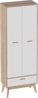 Шкаф распашной Мебельград Калгари 2-х дверный (дуб натуральный светлый/белый матовый)