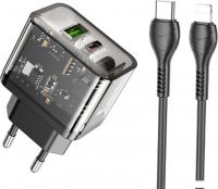 Сетевое зарядное Hoco N34 Lightning (черный)