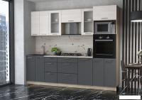 Готовая кухня Интерлиния Мила 2.6 ВТ (вудлайн кремовый/антрацит/бискайская сосна)