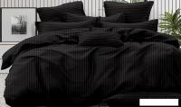 Постельное белье Luxor Полоса 1x1 19-0303 2сп с европростыней (черный, сатин-страйп)