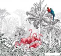 Фотообои ФабрикаФресок Контрастные фламинго и попугаи 283270 (300x270)