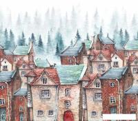 Фотообои ФабрикаФресок Акварельные Домики для детей 123265 (300x265)