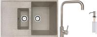 Кухонная мойка БелЭворс Forma R + смеситель W4998-4 + дозатор L405-1 (бежевый)