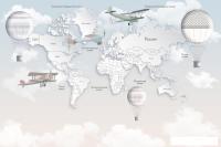 Фотообои ФабрикаФресок Детская карта светлая с воздушными шарами 334265 (400x265)