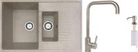 Кухонная мойка БелЭворс Forma L + смеситель W4998-4 + дозатор L405-1 (бежевый)