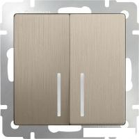 Выключатель проходной Werkel WL10-SW-2G-2W-LED (шампань рифленый)