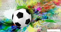 Фотообои ФабрикаФресок Футбольный мяч с красками 735270 (500x270)