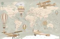 Фотообои ФабрикаФресок Карта детская с самолетами 044265 (400x265)