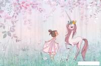 Фотообои ФабрикаФресок Сказка Девочка и единорог 244265 (400x265)