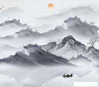 Фотообои ФабрикаФресок Акварельная Япония и горы 173265 (300x265)