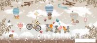 Фотообои ФабрикаФресок Жираф с друзьями на велосипеде 776270 (600x270)
