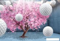 Фотообои ФабрикаФресок 3D Шары на фоне сакуры 834270 (400x270)