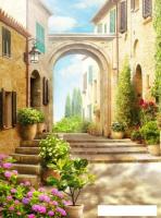 Фотообои ФабрикаФресок Фреска Солнечная улочка с аркой 852270 (200x270)