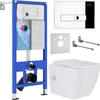 Унитаз подвесной Roxen Cube Bidet One Rimless 6 в 1 StounFix Slim 596716 (кнопка: хром)