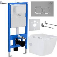 Унитаз подвесной Roxen Cube Bidet One Rimless 6 в 1 StounFix Slim 569118 (кнопка: матовая)