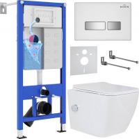 Унитаз подвесной Roxen Cube Bidet One Rimless 6 в 1 StounFix Slim 640526 (белое стекло)