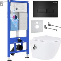Унитаз подвесной Roxen Antares Bidet в комплекте с инсталляцией StounFix Slim 6 в 1 958156 (кнопка: