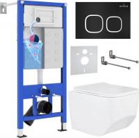 Унитаз подвесной Roxen Boro One Rimless 6 в 1 StounFix Slim 545698 (кнопка: черный матовый)