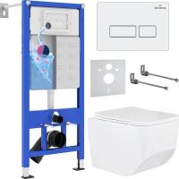 Унитаз подвесной Roxen Porto в комплекте с инсталляцией StounFix Slim 6 в 1 577353 (кнопка: белый гл
