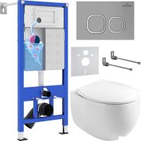 Унитаз подвесной Roxen Egg в комплекте с инсталляцией StounFix Slim 6 в 1 964123 (кнопка: хром матов