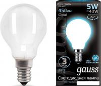 Светодиодная лампочка Gauss Filament Globe Opal E14 5W 4100K 105201205