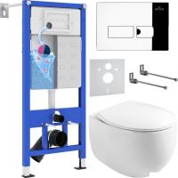 Унитаз подвесной Roxen Egg в комплекте с инсталляцией StounFix Slim 6 в 1 964205 (кнопка: хром гляне