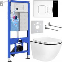 Унитаз подвесной Roxen Antares Black в комплекте с инсталляцией StounFix Slim 6 в 1 964686 (кнопка: