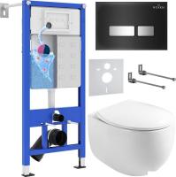 Унитаз подвесной Roxen Egg в комплекте с инсталляцией StounFix Slim 6 в 1 964256 (кнопка: черное сте