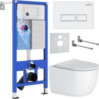 Унитаз подвесной Roxen Vortex Tornado в комплекте с инсталляцией StounFix Slim 6 в 1 964480 (кнопка: