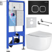 Унитаз подвесной Roxen Vortex Tornado в комплекте с инсталляцией StounFix Slim 6 в 1 964427 (кнопка: