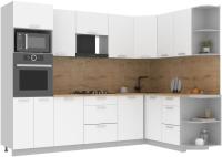Готовая кухня Интерлиния Мила Лайт 1.68x2.8 правая (белый платинум/белый платинум/дуб бунратти)