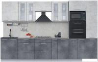 Готовая кухня Интерлиния Мила 3.4 ВТ (бетон лайт/бетон портленд/опал светлый)