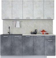 Готовая кухня Интерлиния Мила Лайт 2.0 (бетон лайт/бетон портленд/опал светлый)