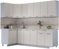 Готовая кухня Интерлиния Мила Лайт 1.2x2.6 (персидский жемчуг/персидский жемчуг/травертин серый)