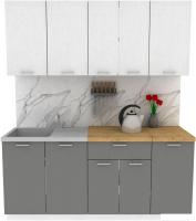 Готовая кухня ЭлиГард Lion 1.8 (белый структурный/дымчатый алмаз/дуб бунратти)