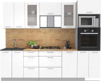 Готовая кухня Интерлиния Мила 2.6 ВТ (белый платинум/белый платинум/дуб бунратти)