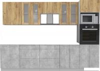Готовая кухня Интерлиния Мила 3.0 ВТ без столешницы (дуб золотой/бетон)