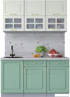 Готовая кухня Интерлиния Мила Шато 1.5Б (белый/мята/бискайская сосна)