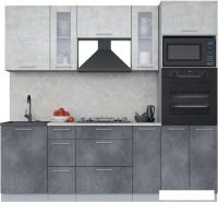 Готовая кухня Интерлиния Мила 2.3 ВТ (бетон лайт/бетон портленд/опал светлый)