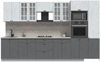 Готовая кухня Интерлиния Берес 3.4В (дуб серый/дуб полярный/травертин серый)