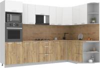 Готовая кухня Интерлиния Мила Лайт 1.68x3.0 правая (белый платинум/дуб золотой/дуб бунратти)