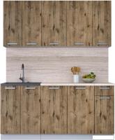 Готовая кухня Интерлиния Мила Лайт 1.7-60 (дуб веллингтон/дуб веллингтон/травертин серый)