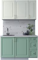 Готовая кухня Интерлиния Мила Шато 1.3А (белый/мята/бискайская сосна)