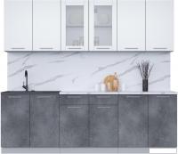 Готовая кухня Интерлиния Мила 24 (белый платинум/бетон портленд/белый гранит)